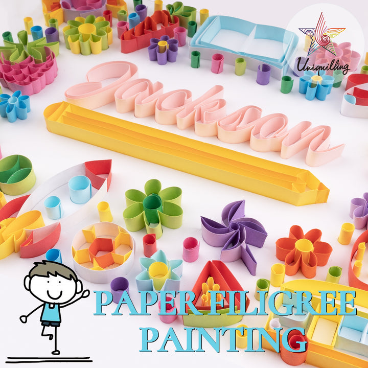 Customized Name for School Child - Paper Quilling & Filigree Painting Kits