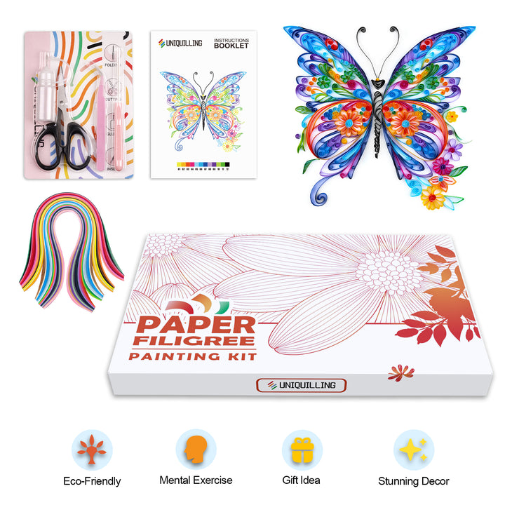 Colorful Butterfly - Paper Quilling & Filigree Painting Kit