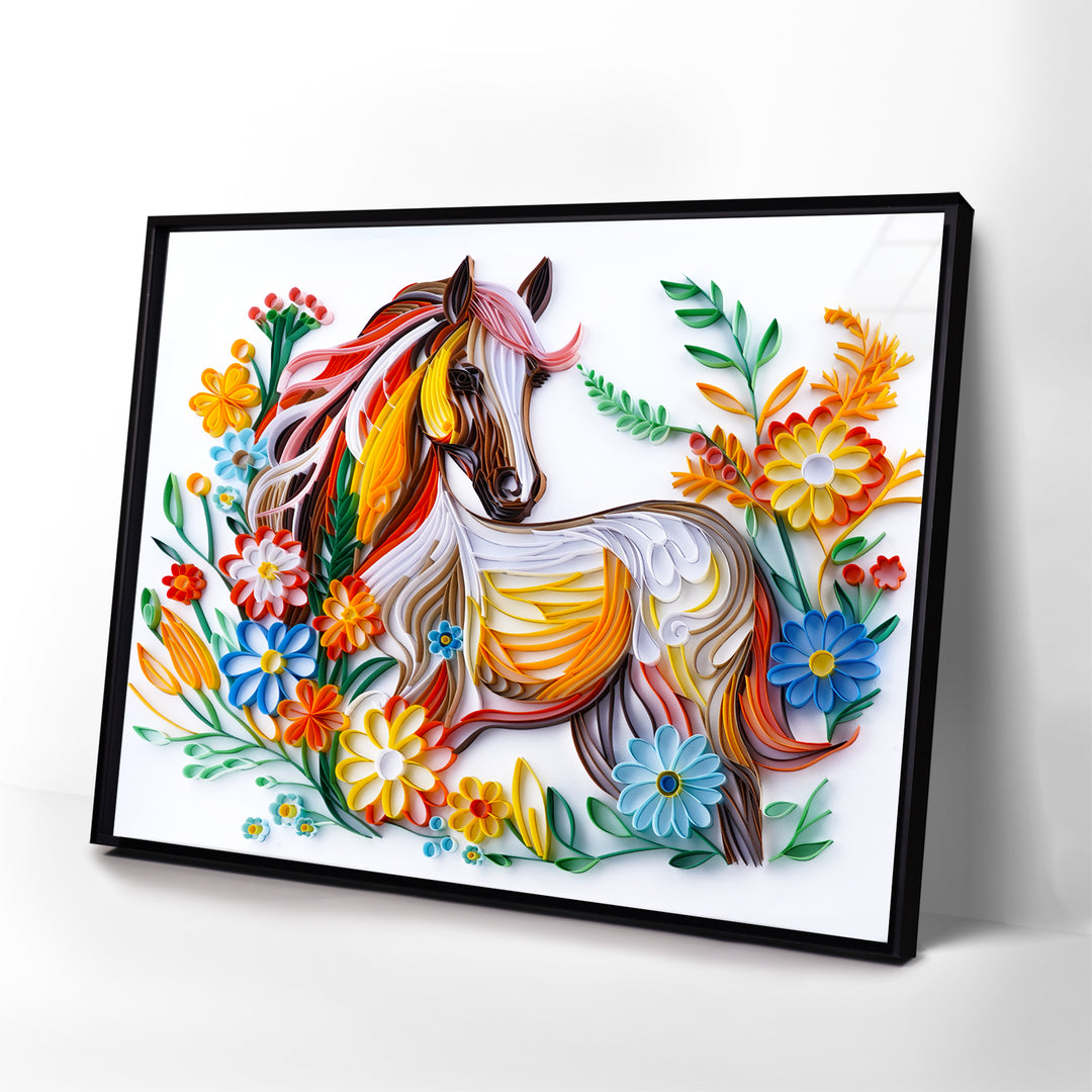 Horse with Flowers - Paper Filigree Painting Kit（Standard Size）