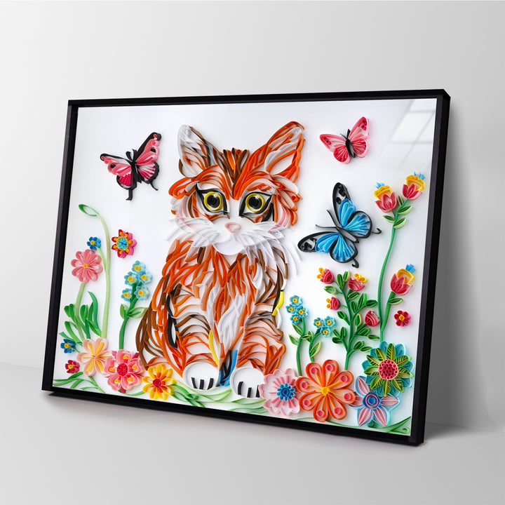 Cat with Flowers - Paper Filigree Painting Kit