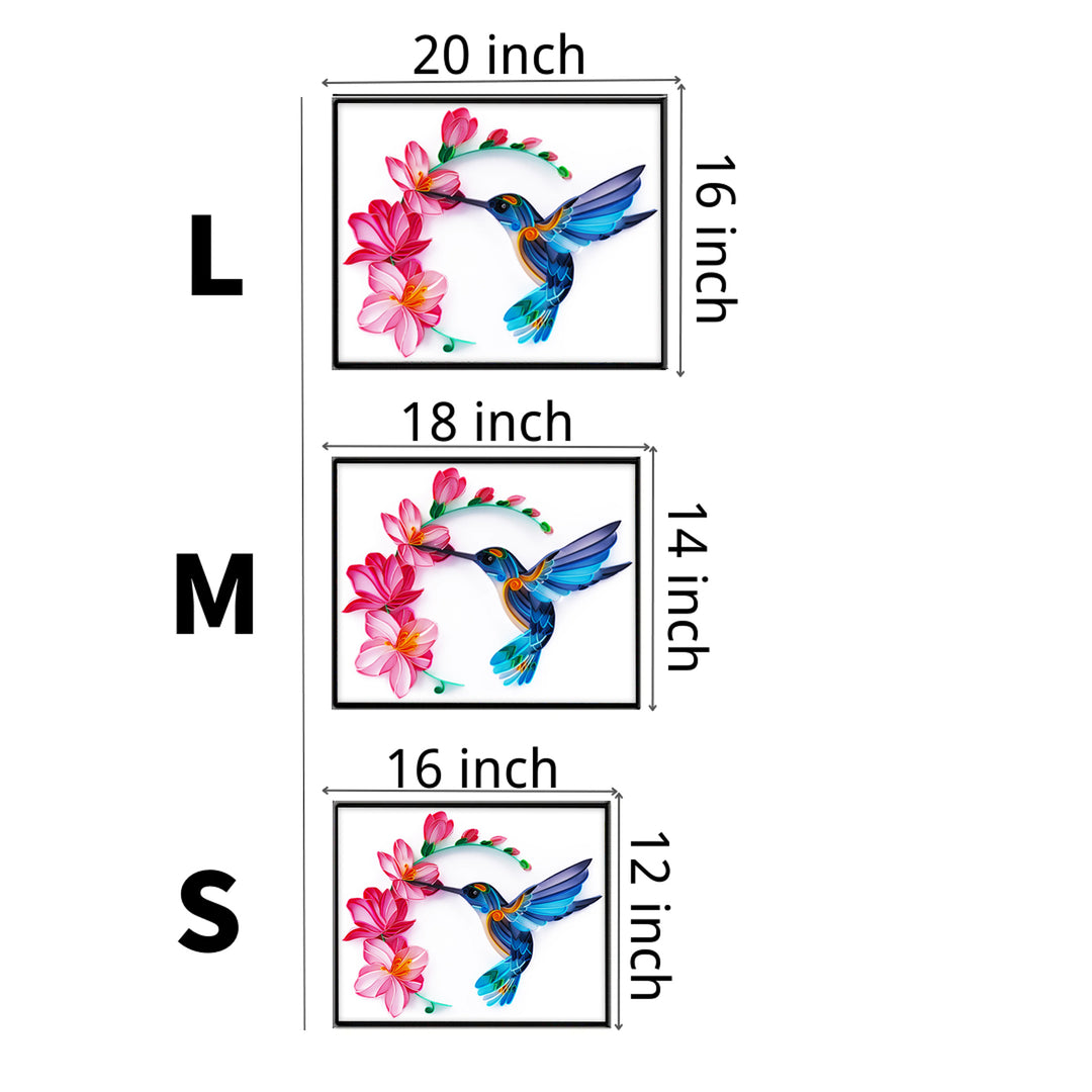 Hummingbird with Flowers - Paper Filigree Painting Kit（Standard Size）
