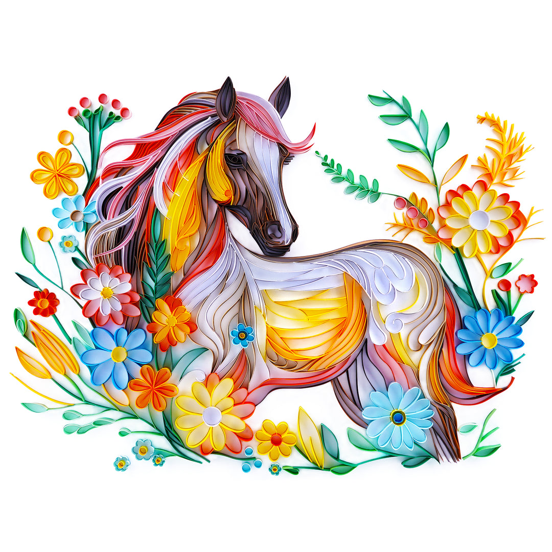 Horse with Flowers - Paper Quilling & Filigree Painting Kit