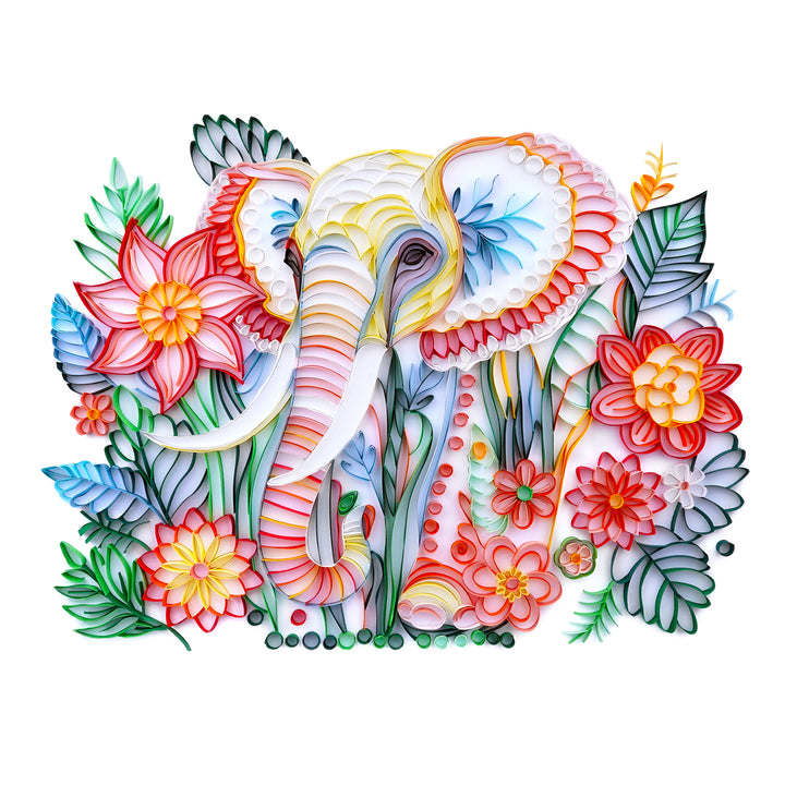 Rainforest Elephant - Paper Quilling & Filigree Painting Kits（Standard Size）
