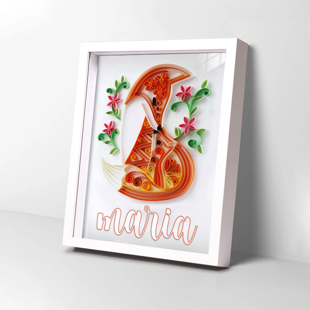Mother Love Fox - Customized Name Paper Quilling & Filigree Painting Kits