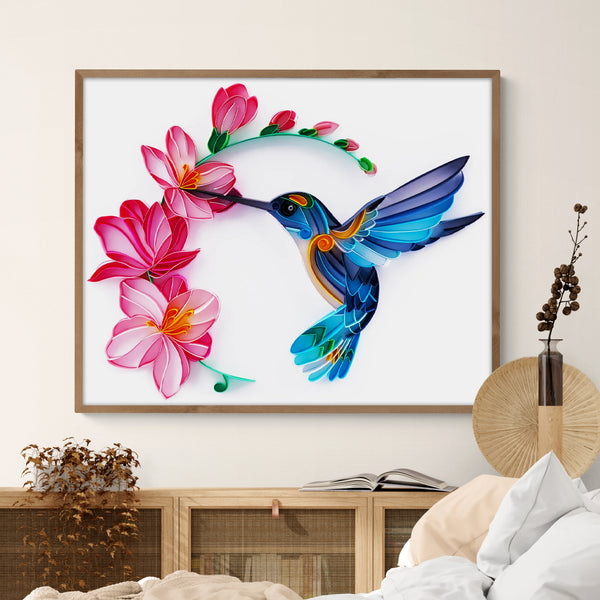 Hummingbird with Flowers - Paper Quilling & Filigree Painting Kit