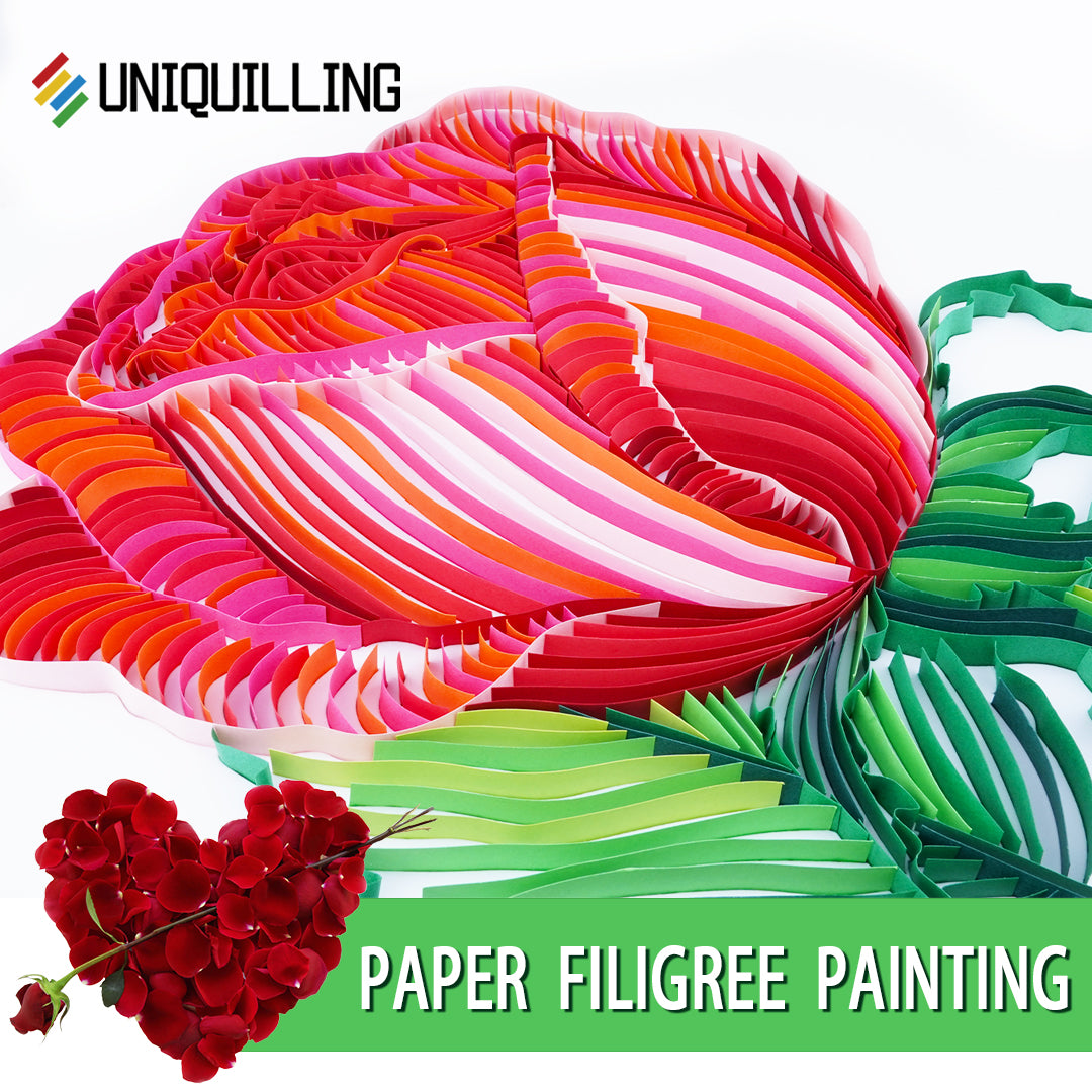 Blooming Rose - Paper Quilling & Filigree Painting Kits（Standard Size）