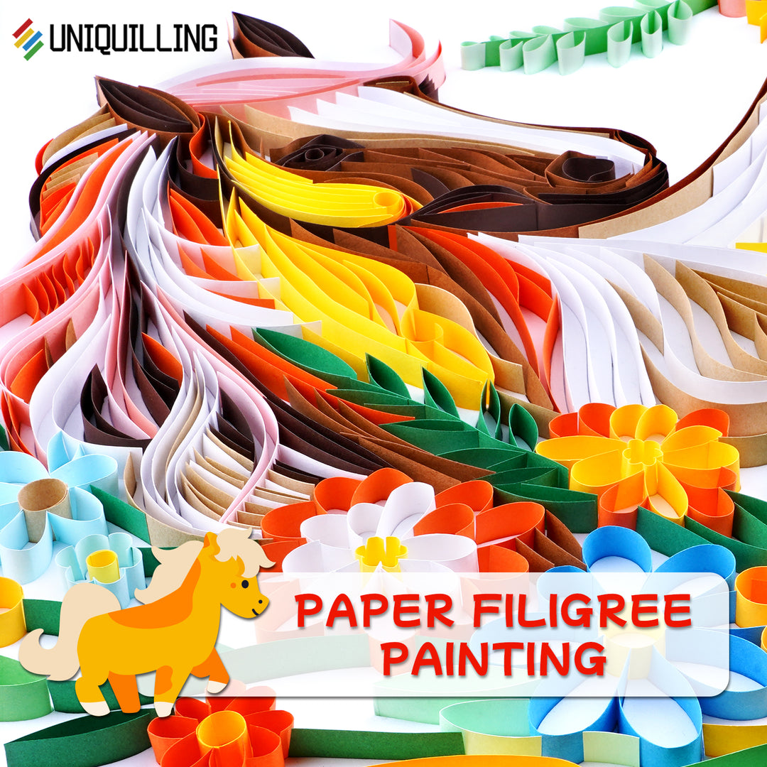 Horse with Flowers - Paper Quilling & Filigree Painting Kit