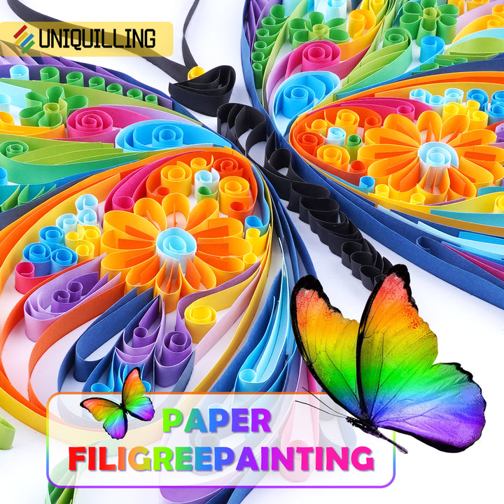 Colorful Butterfly - Paper Quilling & Filigree Painting Kits（Standard Size）