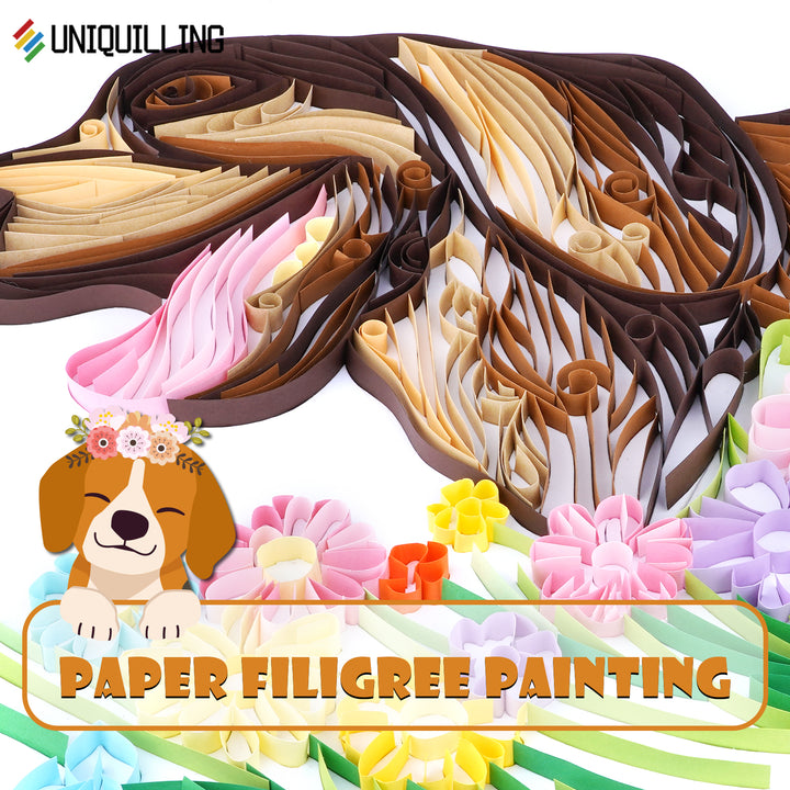 Dachshund and Flowers - Paper Quilling & Filigree Painting Kit