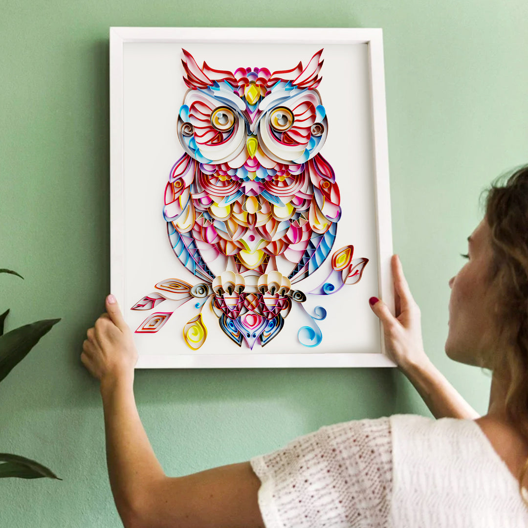 Colorful Owl - Paper Quilling & Filigree Painting Kit