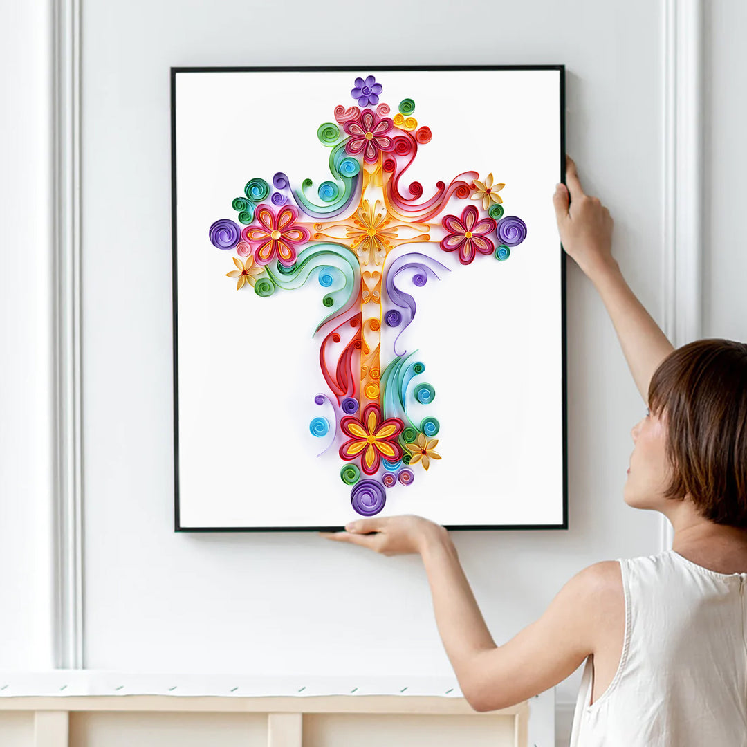 Cross with Flowers - Paper Quilling & Filigree Painting Kit