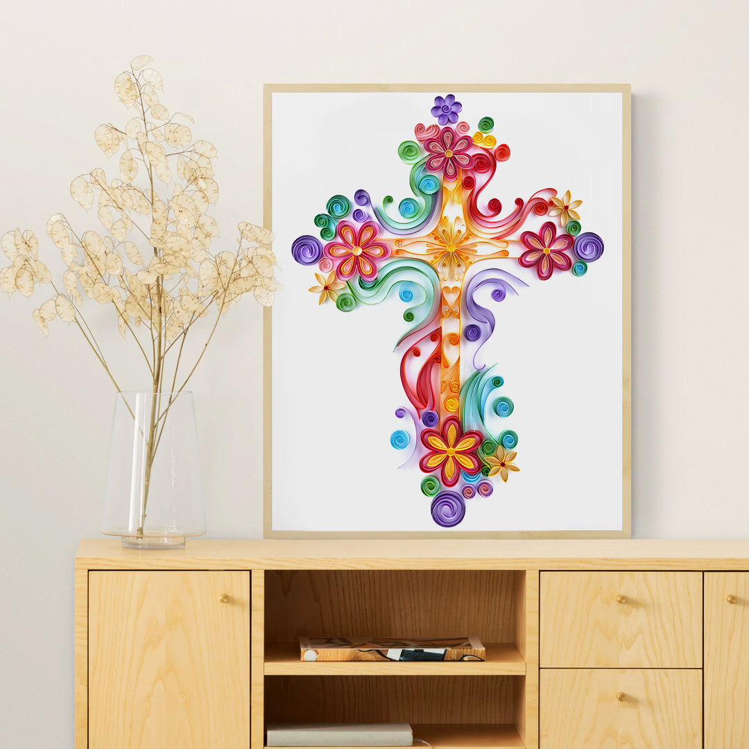 Cross with Flowers - Paper Quilling & Filigree Painting Kit