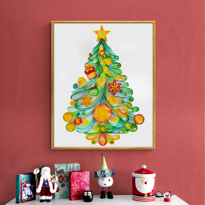 Shining Christmas Tree - Paper Filigree Painting Kit（Standard Size）