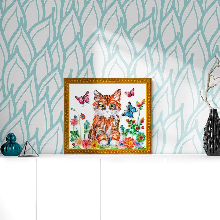 Cat with Flowers - Paper Quilling & Filigree Painting Kit