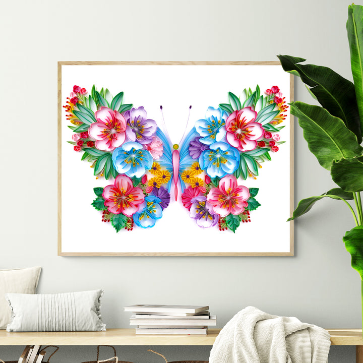 Flowery Butterfly - Paper Quilling & Filigree Painting Kits（Standard Size）