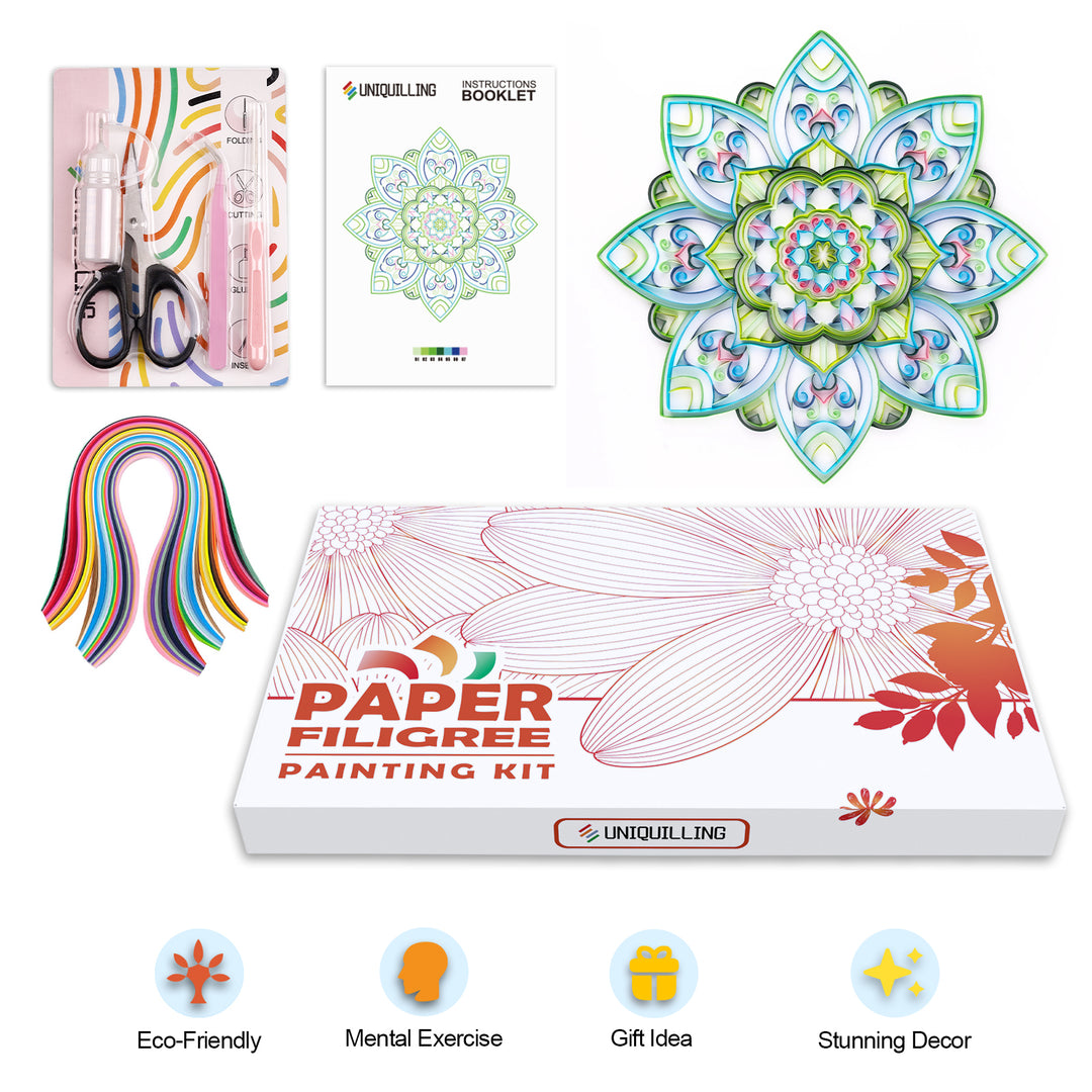 Green Mandala - Paper Quilling & Filigree Painting Kit