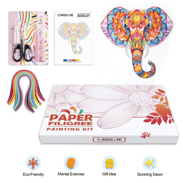 Magical Elephant - Paper Quilling & Filigree Painting Kit
