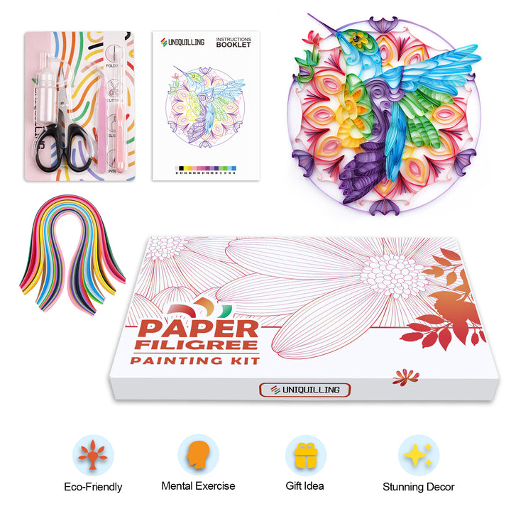 Mandala Hummingbird - Paper Quilling & Filigree Painting Kit
