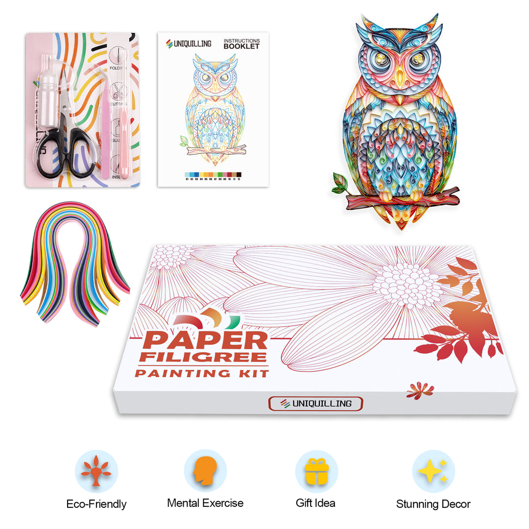Owl - Paper Quilling & Filigree Painting Kit