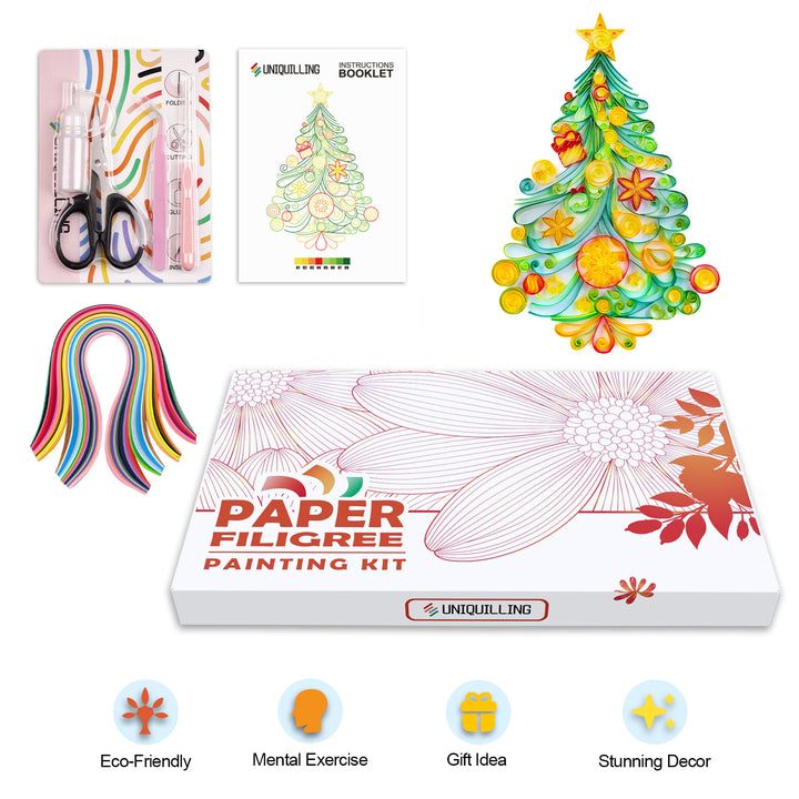 Shining Christmas Tree - Paper Quilling & Filigree Painting Kit