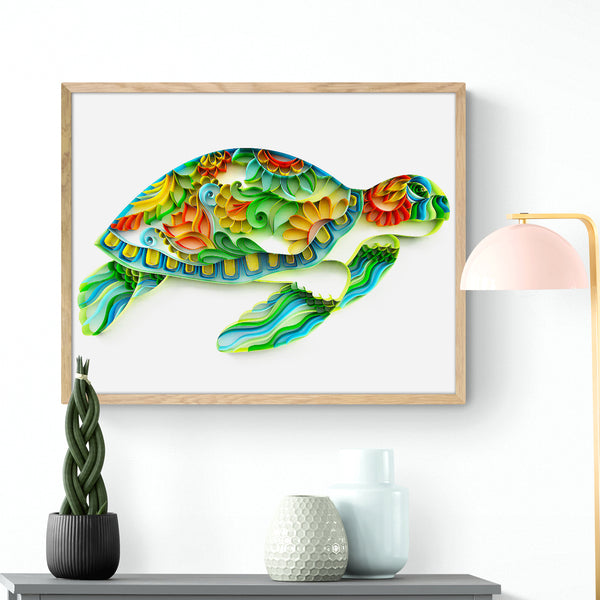 Swimming Turtle - Paper Quilling & Filigree Painting Kit