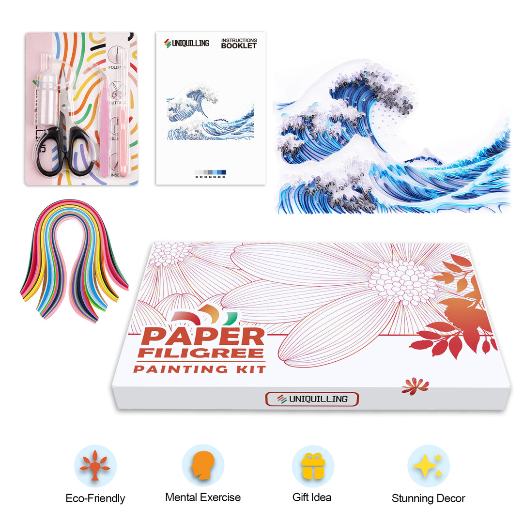 The Great Wave off Kanagawa - Paper Quilling & Filigree Painting Kit