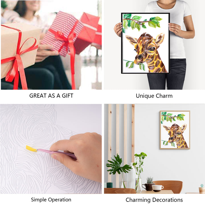 Giraffe - Paper Quilling & Filigree Painting Kits（Standard Size）