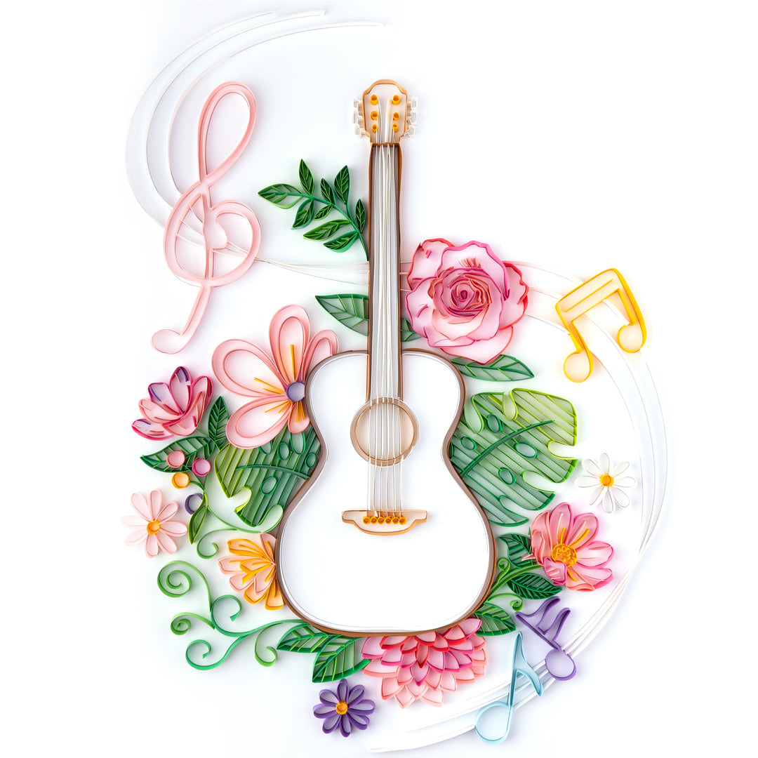 Flowers & Guitar - Paper Filigree Painting Kit（Standard Size）
