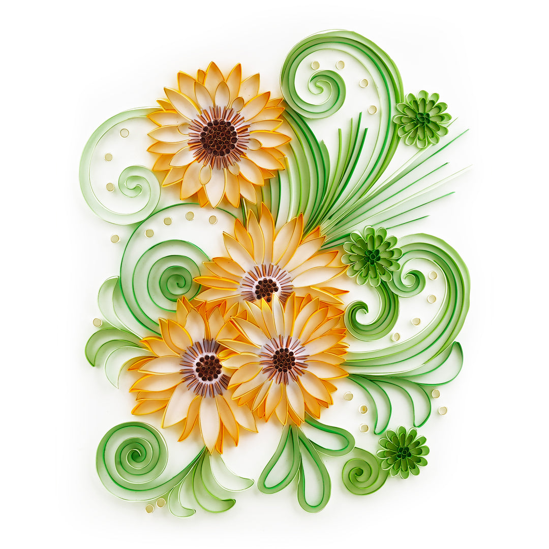 Blooming Sunflower - Paper Quilling & Filigree Painting Kits（Standard Size）