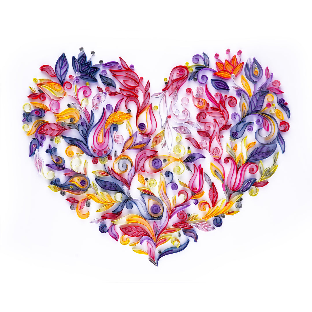 Blooming Heart - Paper Quilling & Filigree Painting Kits（Standard Size）