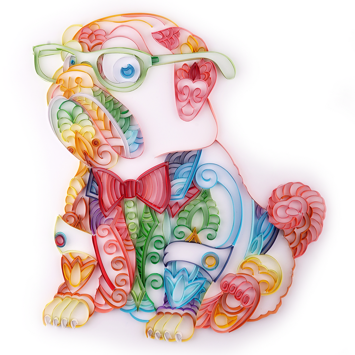 Sharpei with Glasses - Paper Filigree Painting Kit