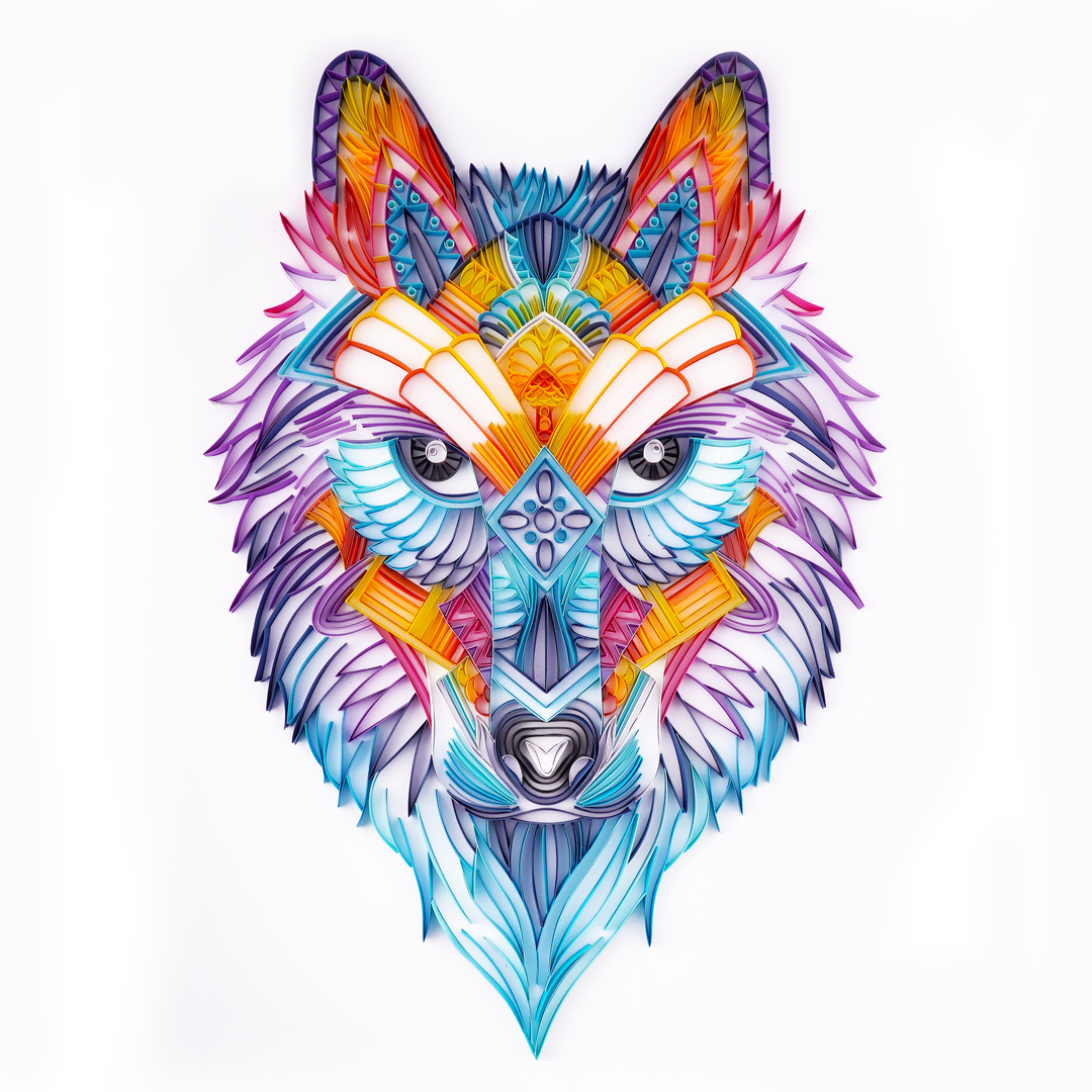 Ornate Wolf Quilling Graphic · Creative Fabrica