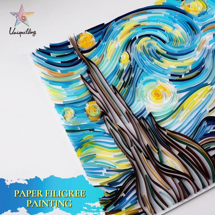 The Starry Night - Paper Quilling & Filigree Painting Kits（Standard Size）