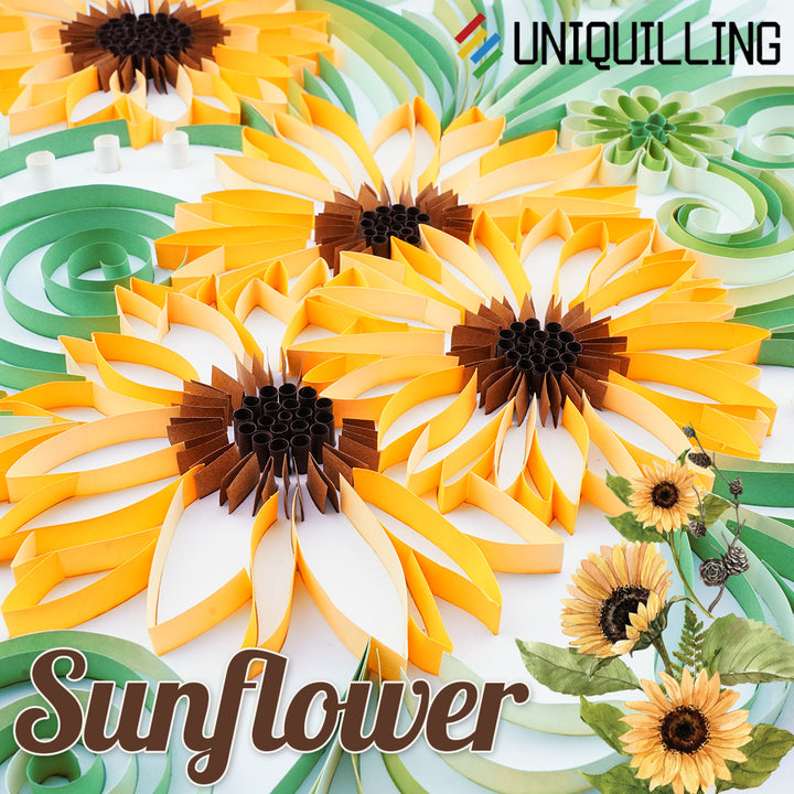 Blooming Sunflower - Paper Quilling & Filigree Painting Kits（Standard Size）