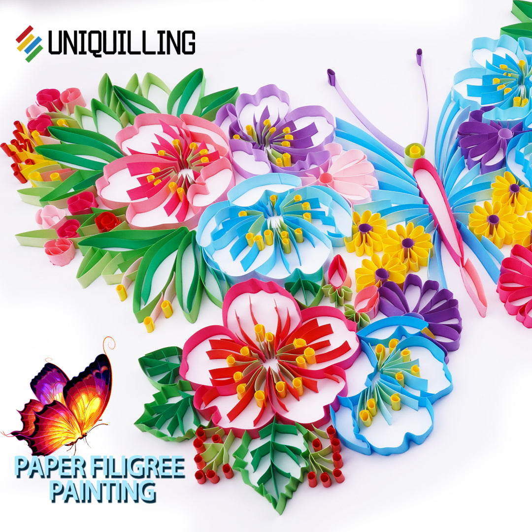 Flowery Butterfly - Paper Quilling & Filigree Painting Kit