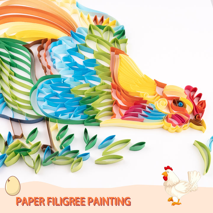 Foraging Chicken - Paper Filigree Painting Kit（Standard Size）