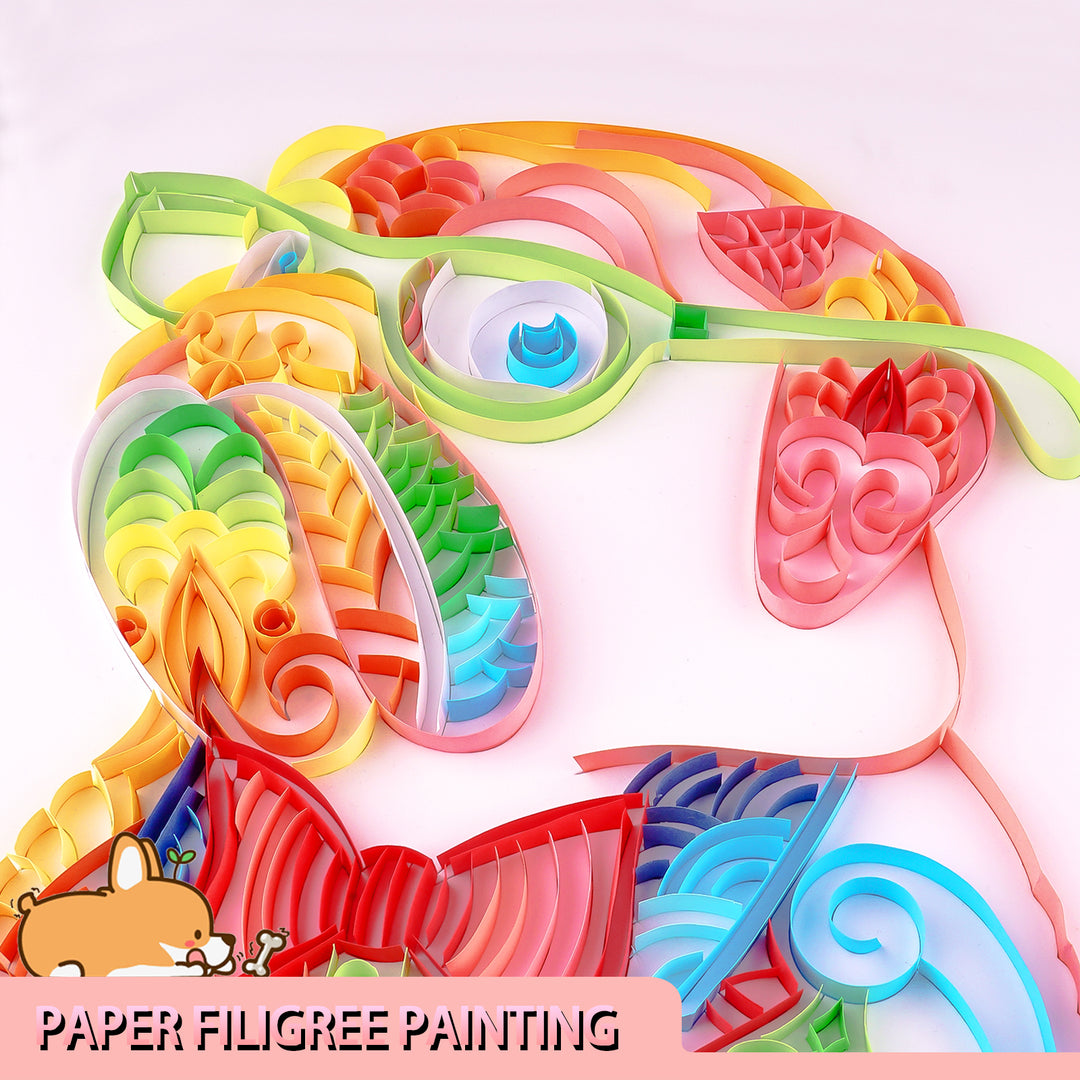 Sharpei with Glasses - Paper Filigree Painting Kit（Standard Size）