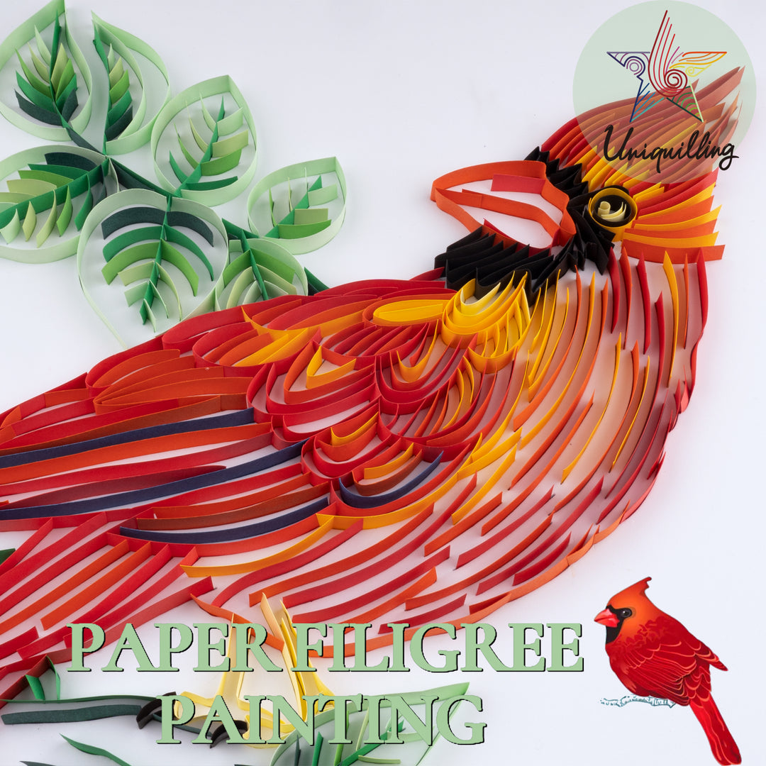 Northern Cardinal - Paper Filigree Painting Kit（Standard Size）