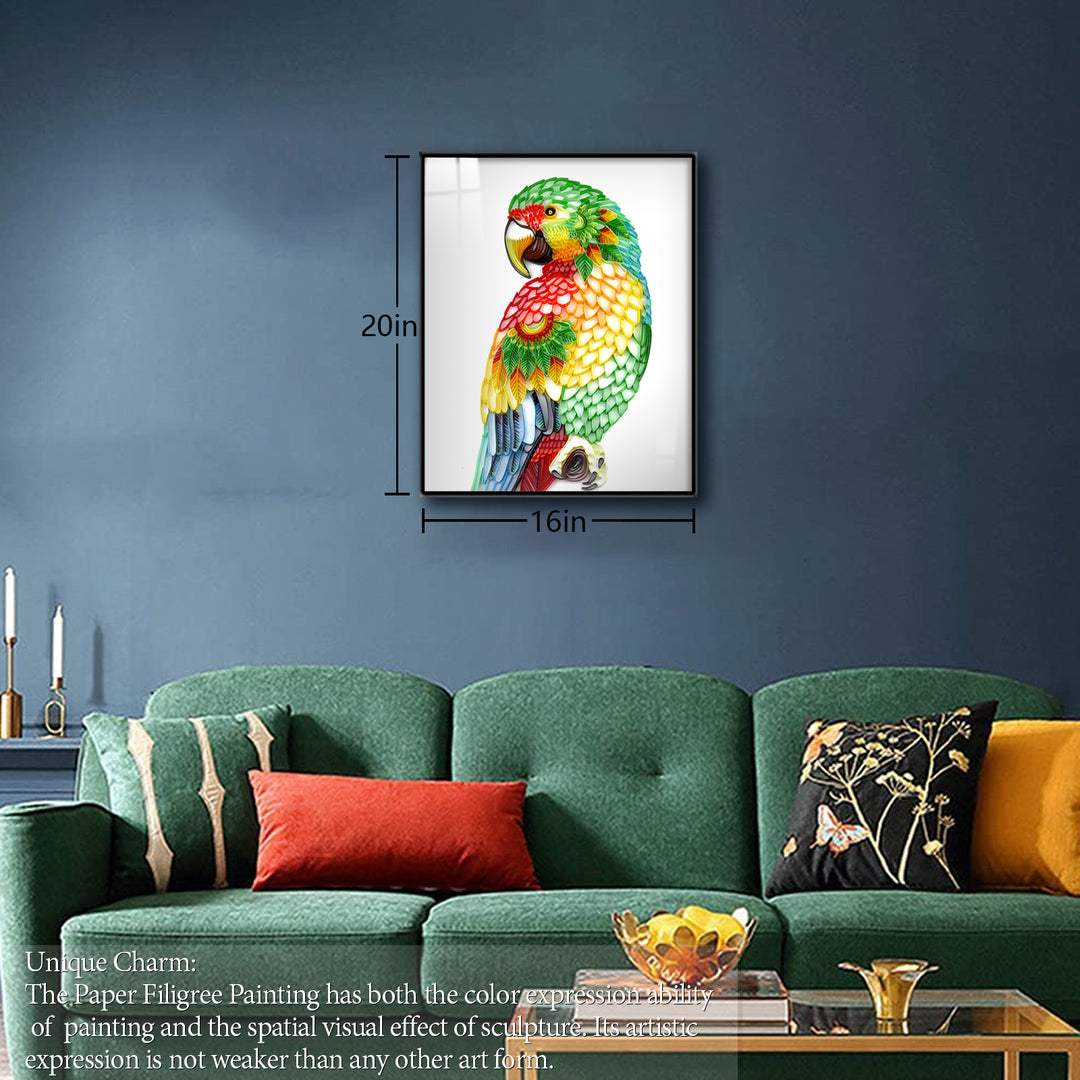 Rainbow Parrot - Paper Quilling & Filigree Painting Kits（Standard Size）
