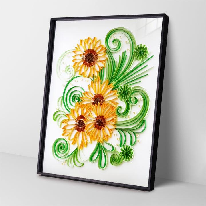 Blooming Sunflower Ⅰ - Paper Filigree Painting Kit（Standard Size）