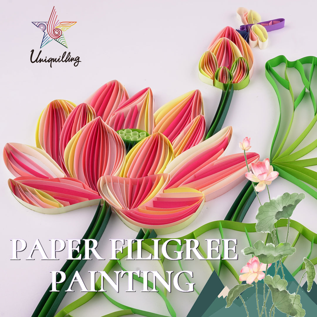 Blooming Lotus - Paper Quilling & Filigree Painting Kits（Standard Size）