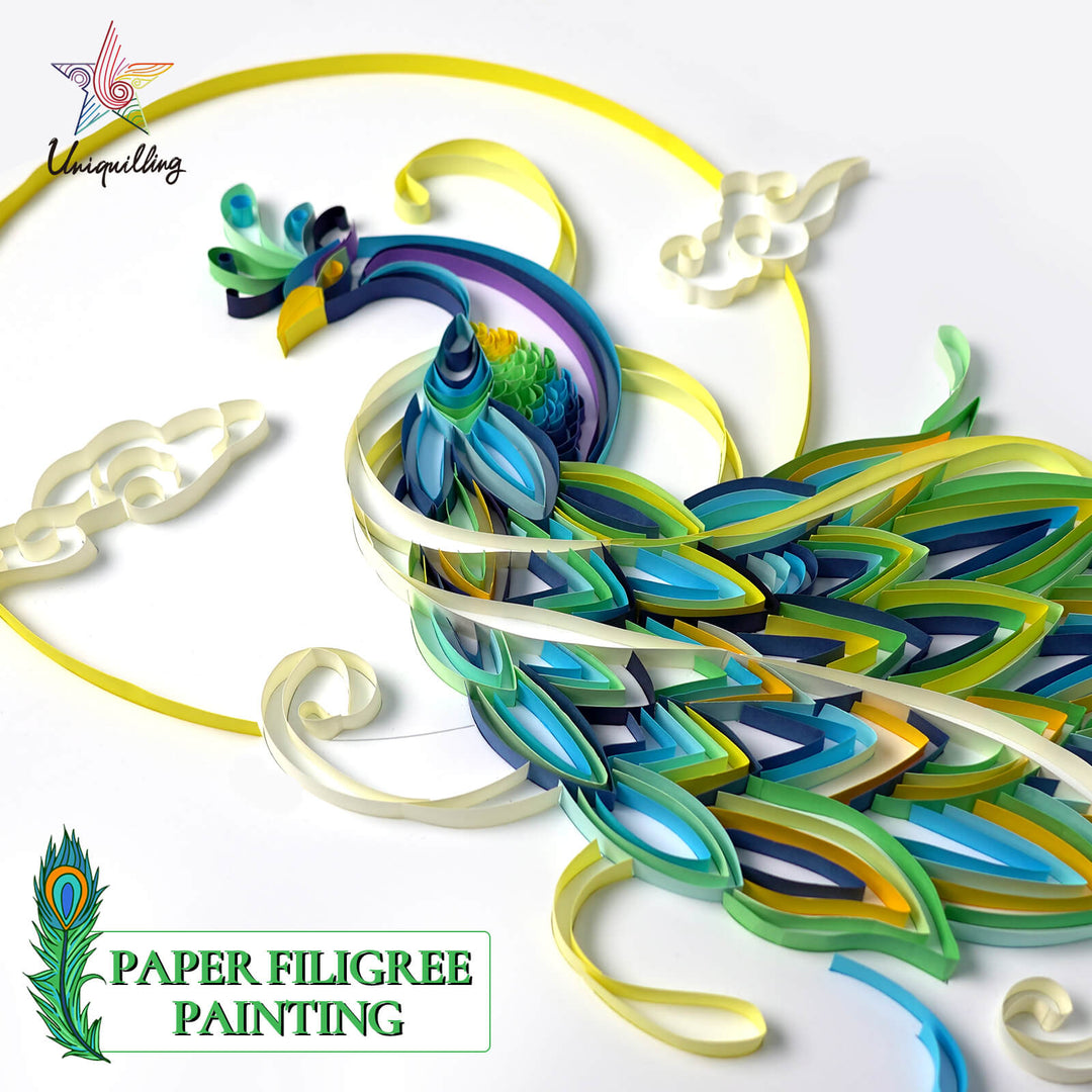 Peacock - Paper Filigree Painting Kit（Standard Size）
