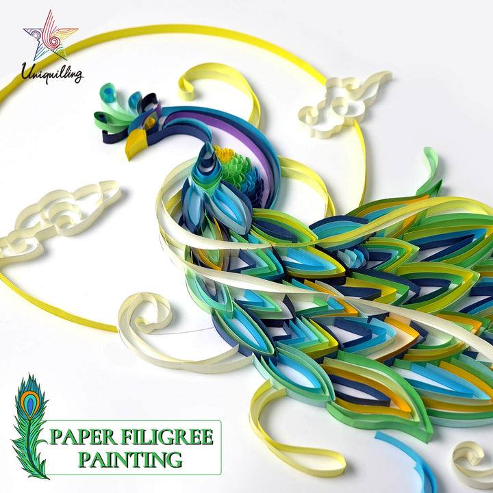 Peacock - Paper Quilling & Filigree Painting Kits（Standard Size）