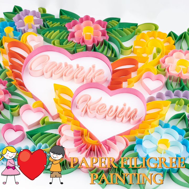 Customized Name in Heart - Paper Quilling & Filigree Painting Kits