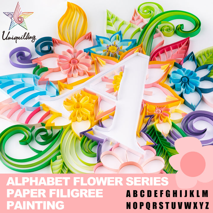 Flower Letters - Paper Filigree Painting Kit(Standard Size)