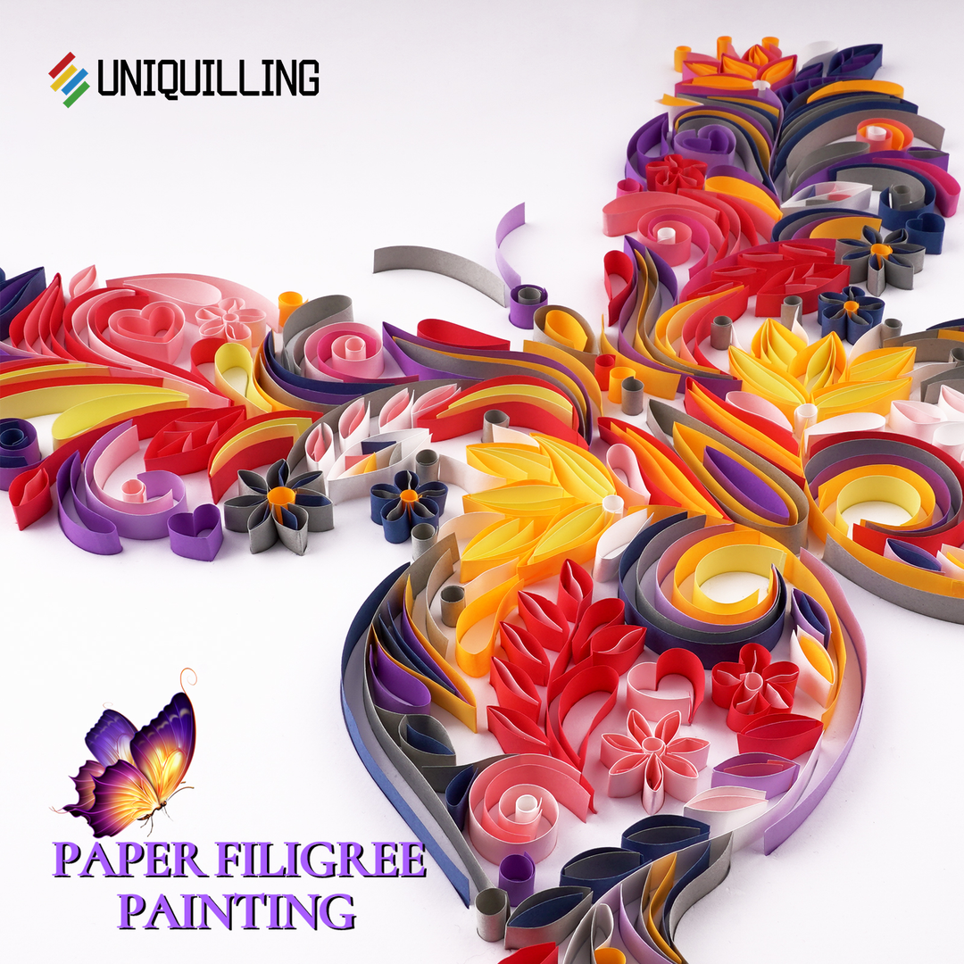 Flower Butterfly - Paper Quilling & Filigree Painting Kits（Standard Size）