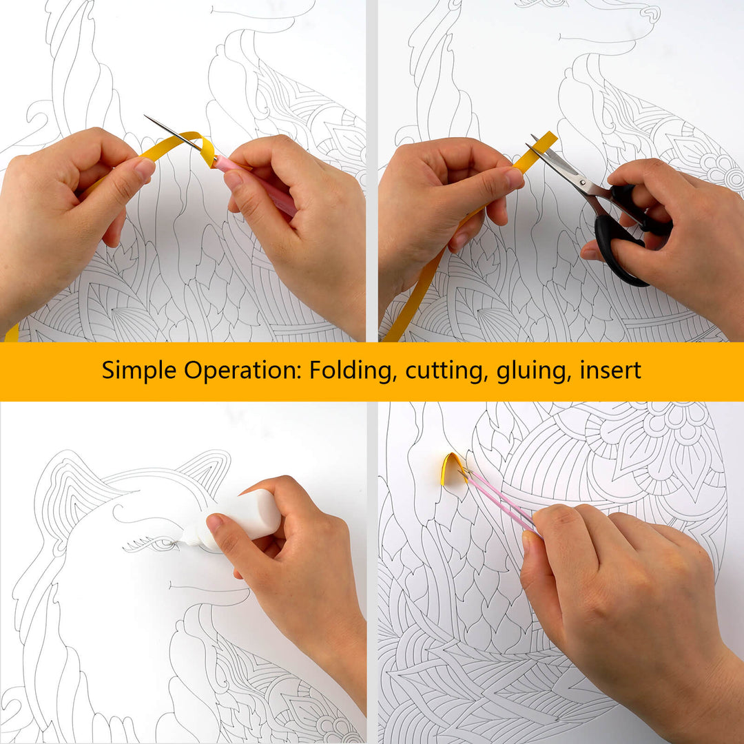 Fox - Paper Quilling & Filigree Painting Kits（Standard Size）