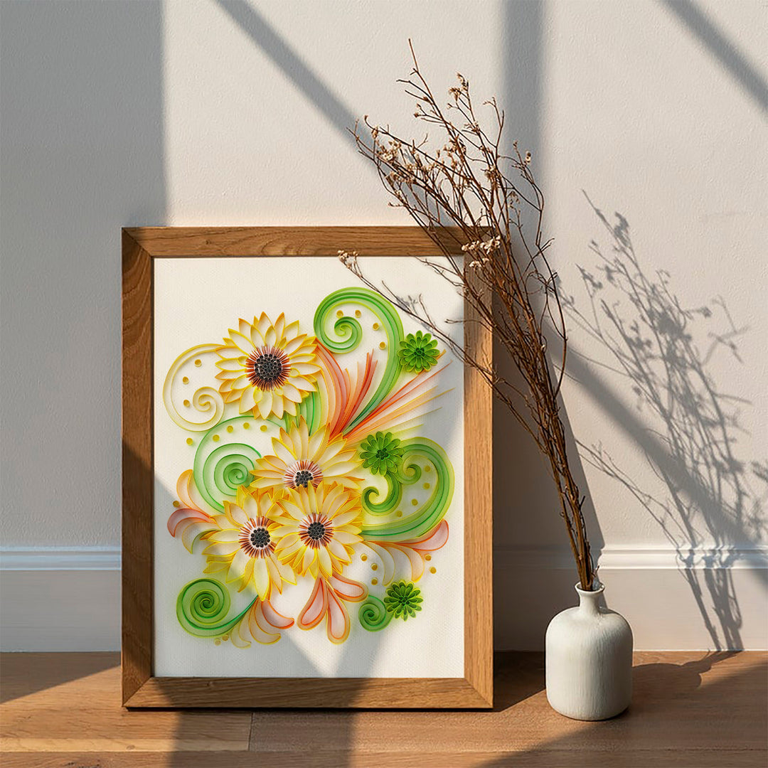 Blooming Sunflower Ⅱ - Paper Filigree Painting Kit（Standard Size）