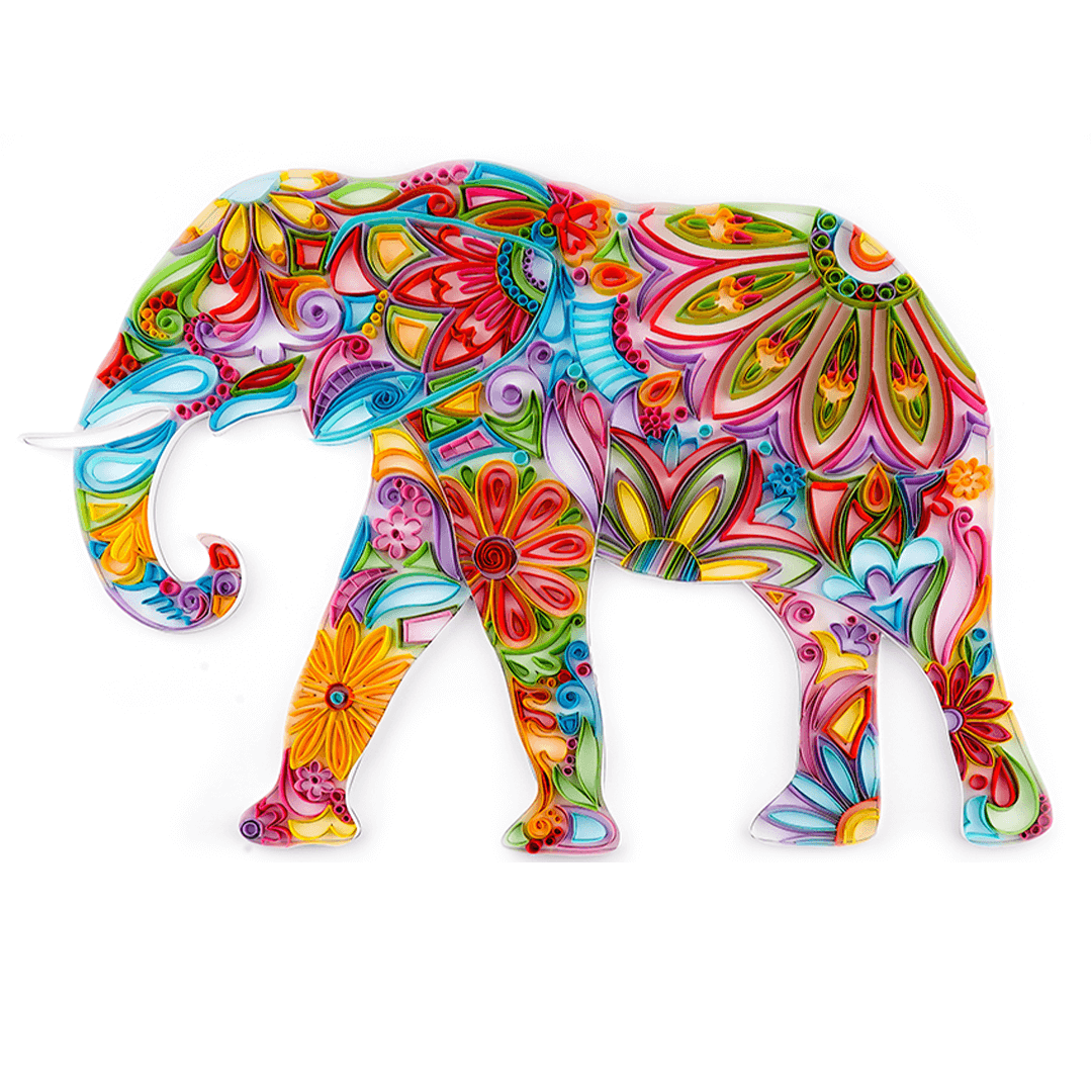 Bohemian Elephant - Paper Quilling & Filigree Painting Kits（Standard Size）