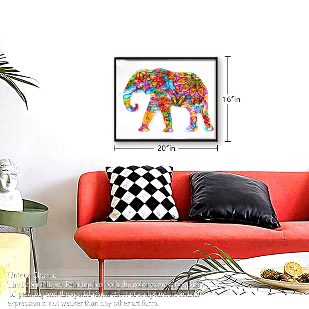 Bohemian Elephant - Paper Filigree Painting Kit（Standard Size）